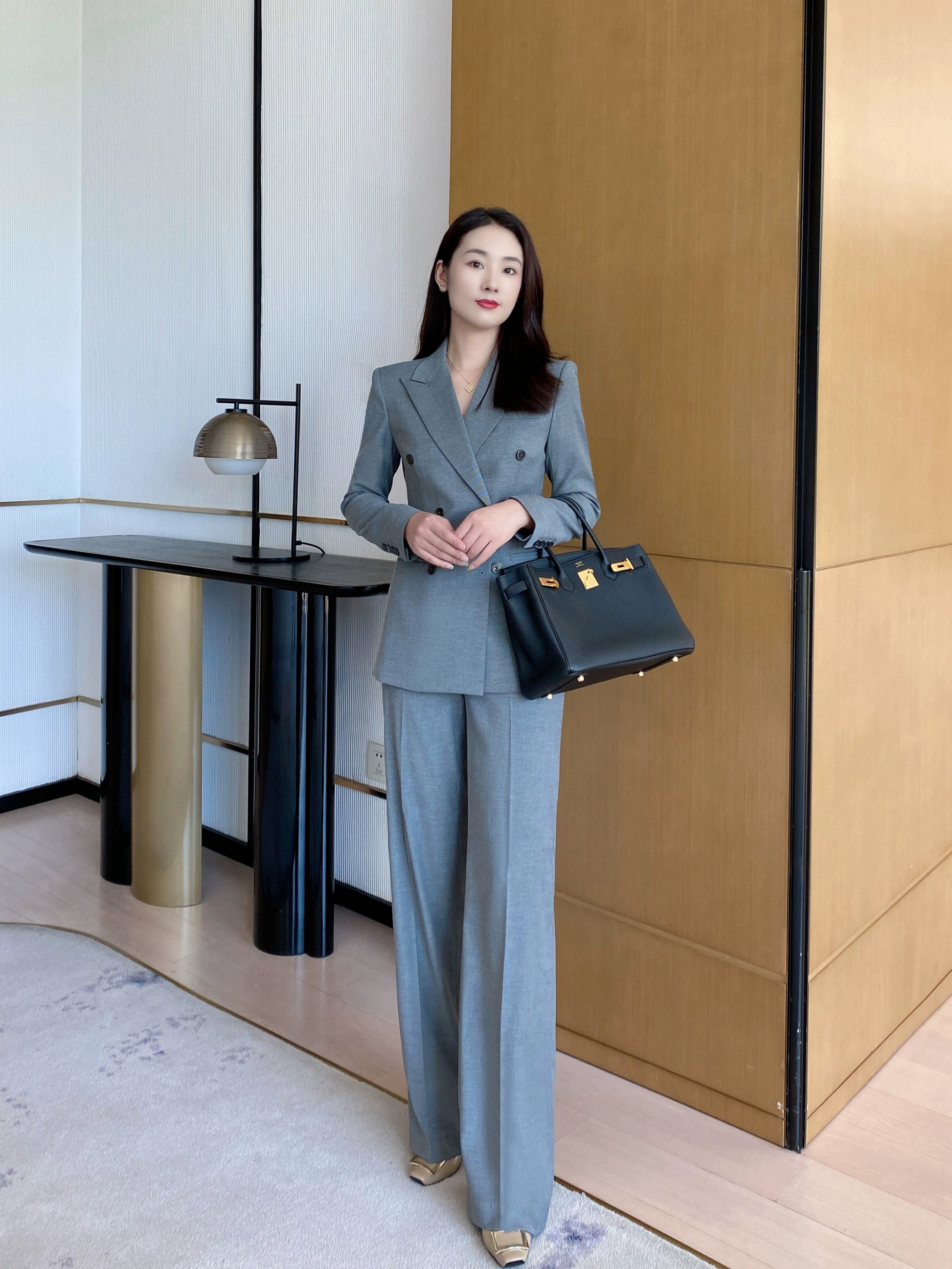 Demi-season Classic Suit Jacket Elite Set Grey