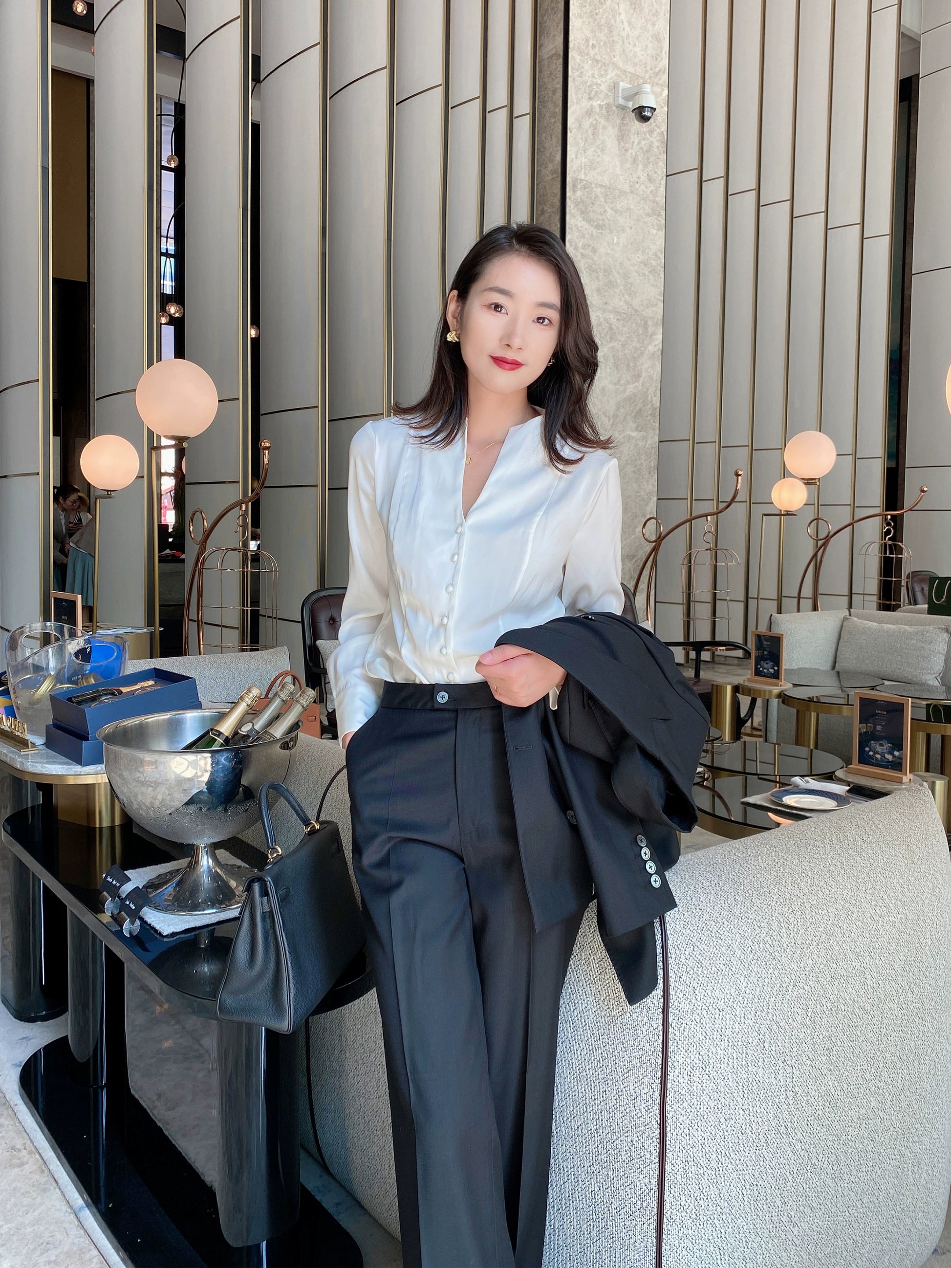 Elegant Autumn Oversized Long Sleeve White Shirt for Women