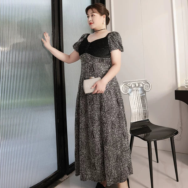 Elegant French Winter Evening Dress Plus Size
