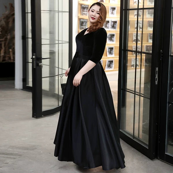 Black Satin Evening Dress