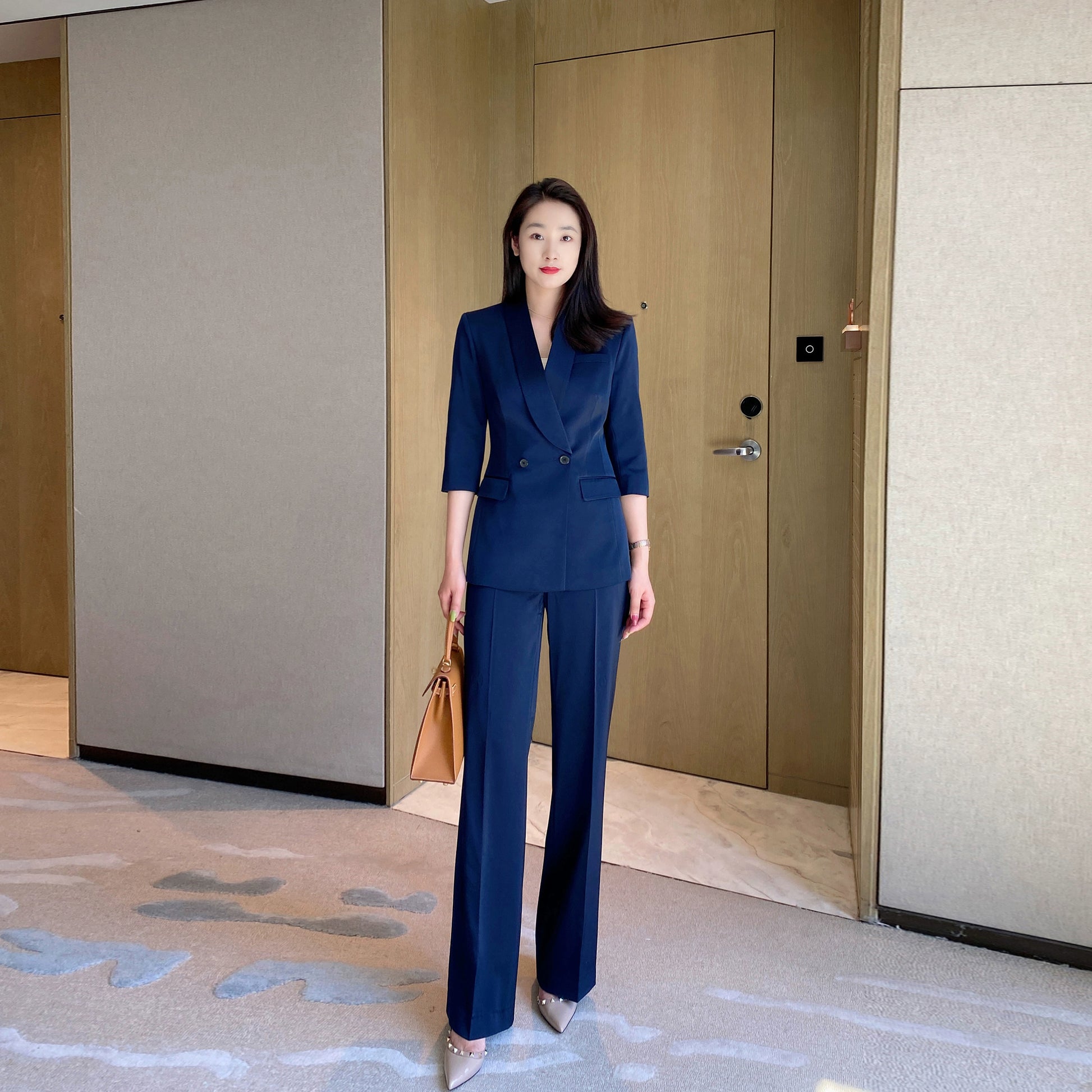 Summer Classic Suit Jacket Set with Loose Straight Trousers