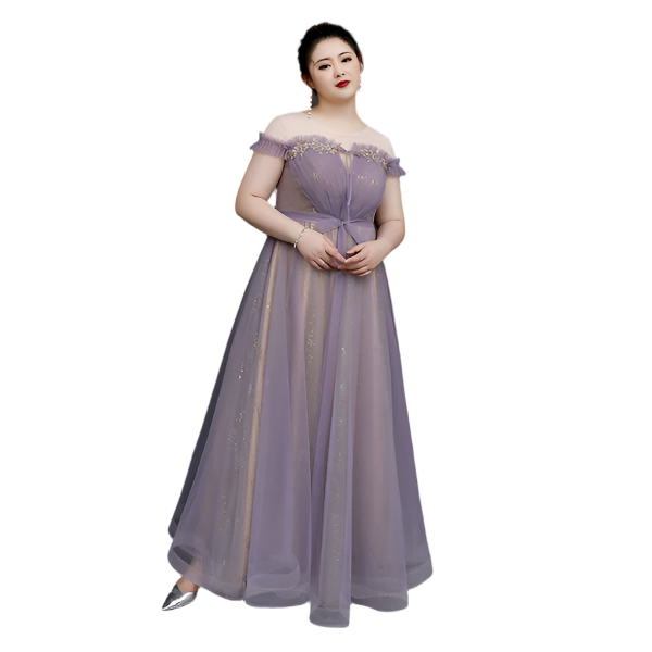 Purple Fitted Evening Dress