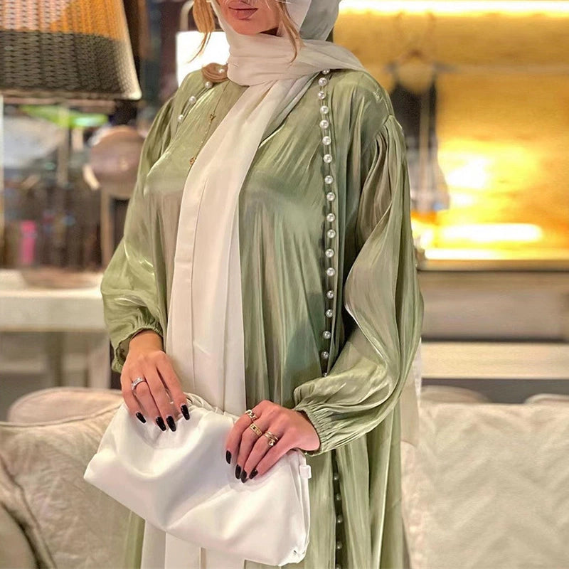 Elegant Arabic Evening Dress Set with Puff Sleeves