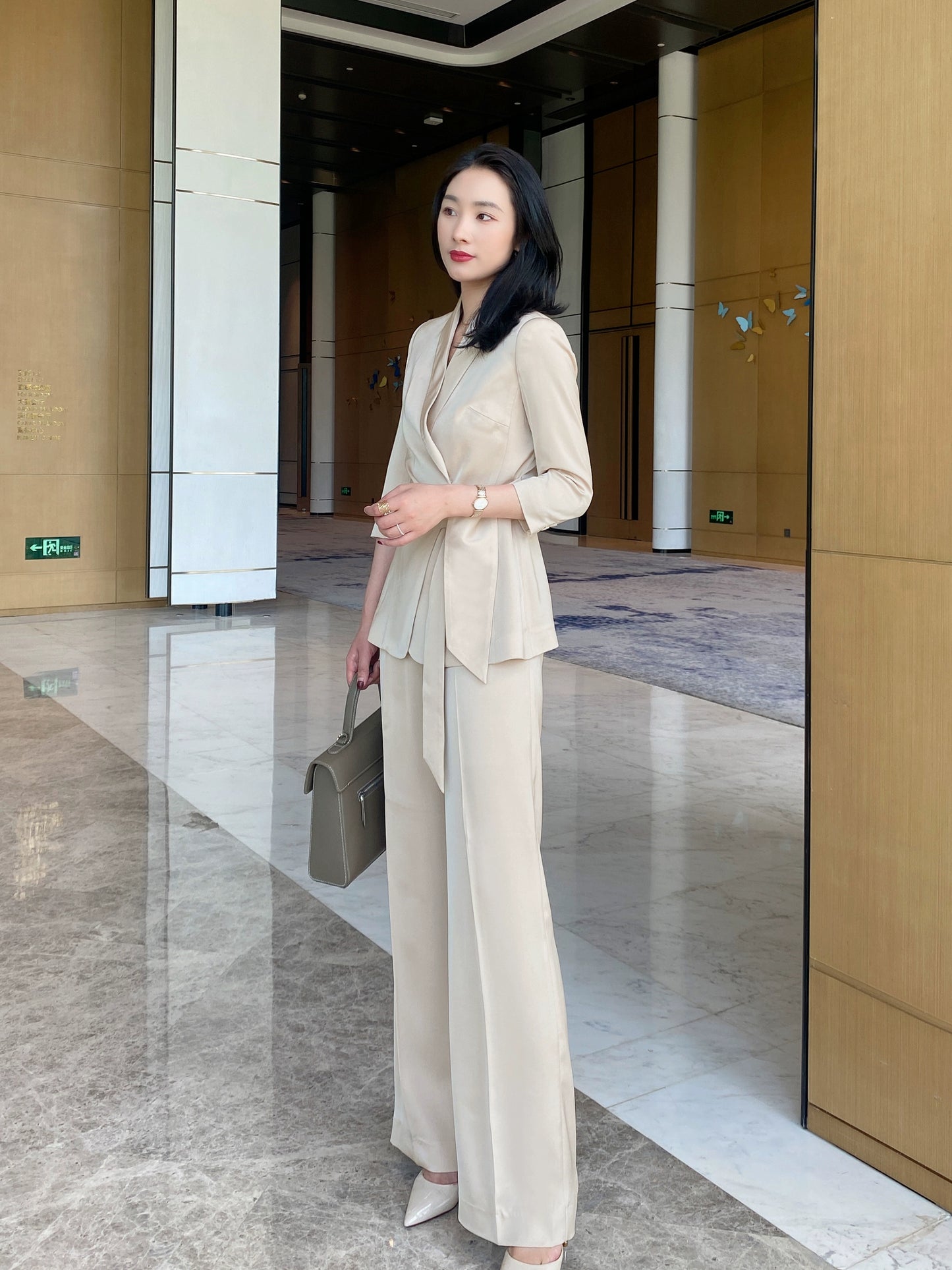Champagne Color Women's Summer Elite Suit Jacket & Trousers