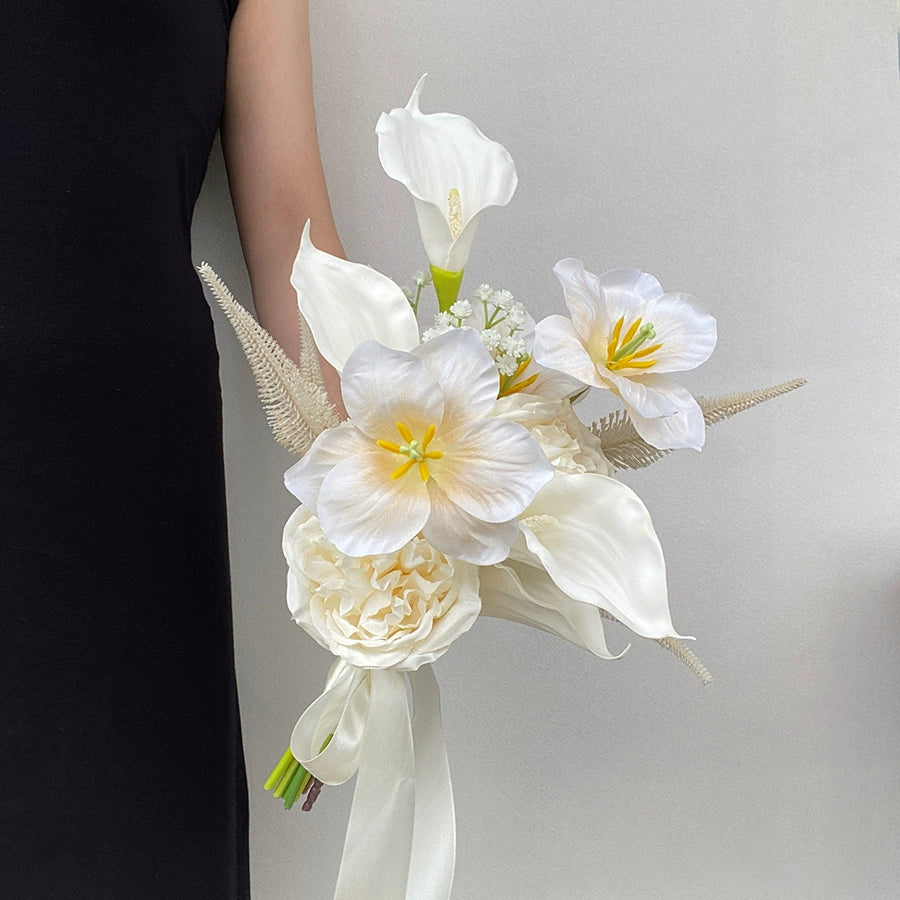 Champagne Color Artificial Flower Bouquet Prop for Wedding Photography