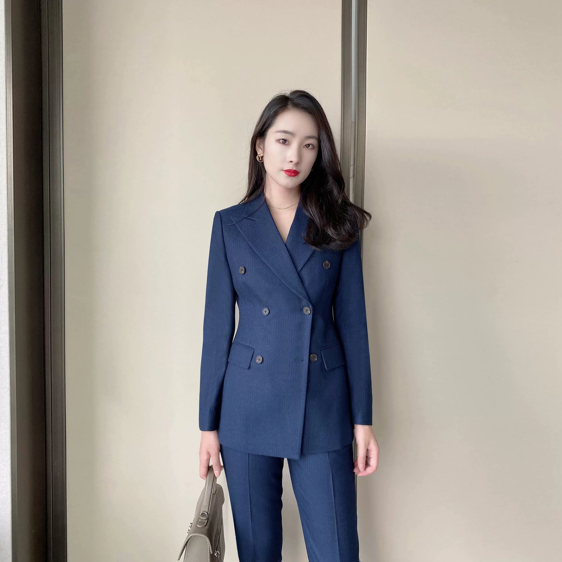 Elegant Winter Slim-Fit Hidden Green Suit Set with Trousers