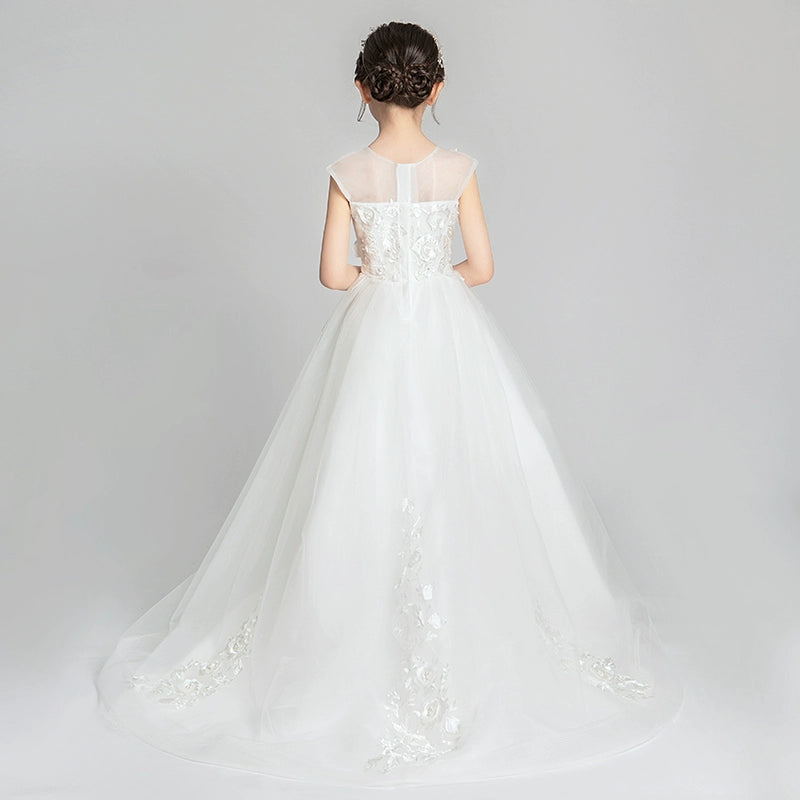Elegant Girl's Evening Dress Piano Performance Costume Flower Girl Gown