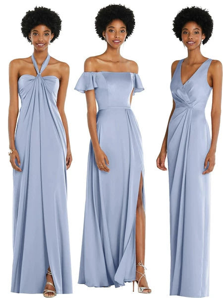 Azure Satin Bridesmaid Dresses