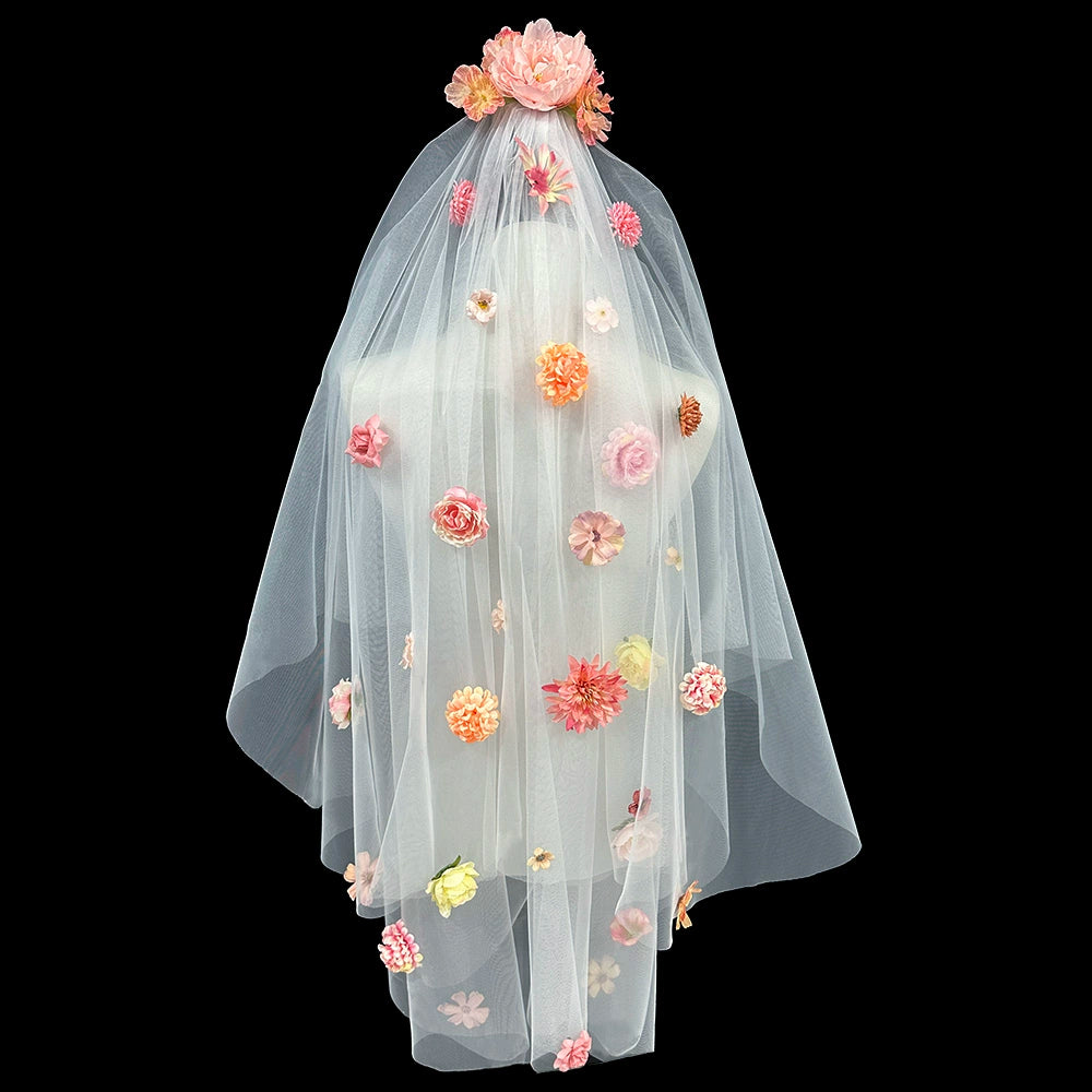 Dopamine Color Butterfly Veil 60-80cm Hair Comb