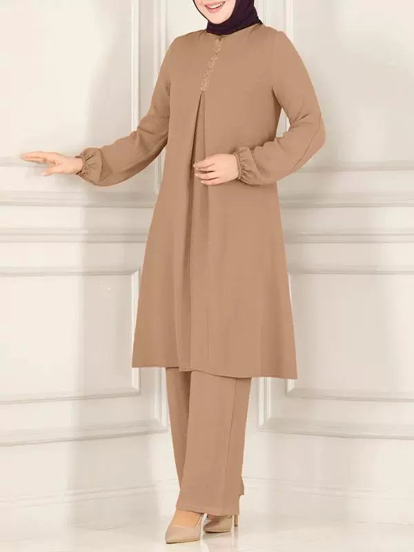 Ethnic Long Dress Set Maxi Length Oversize