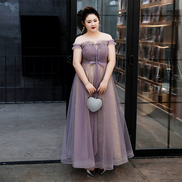 Purple Fitted Evening Dress