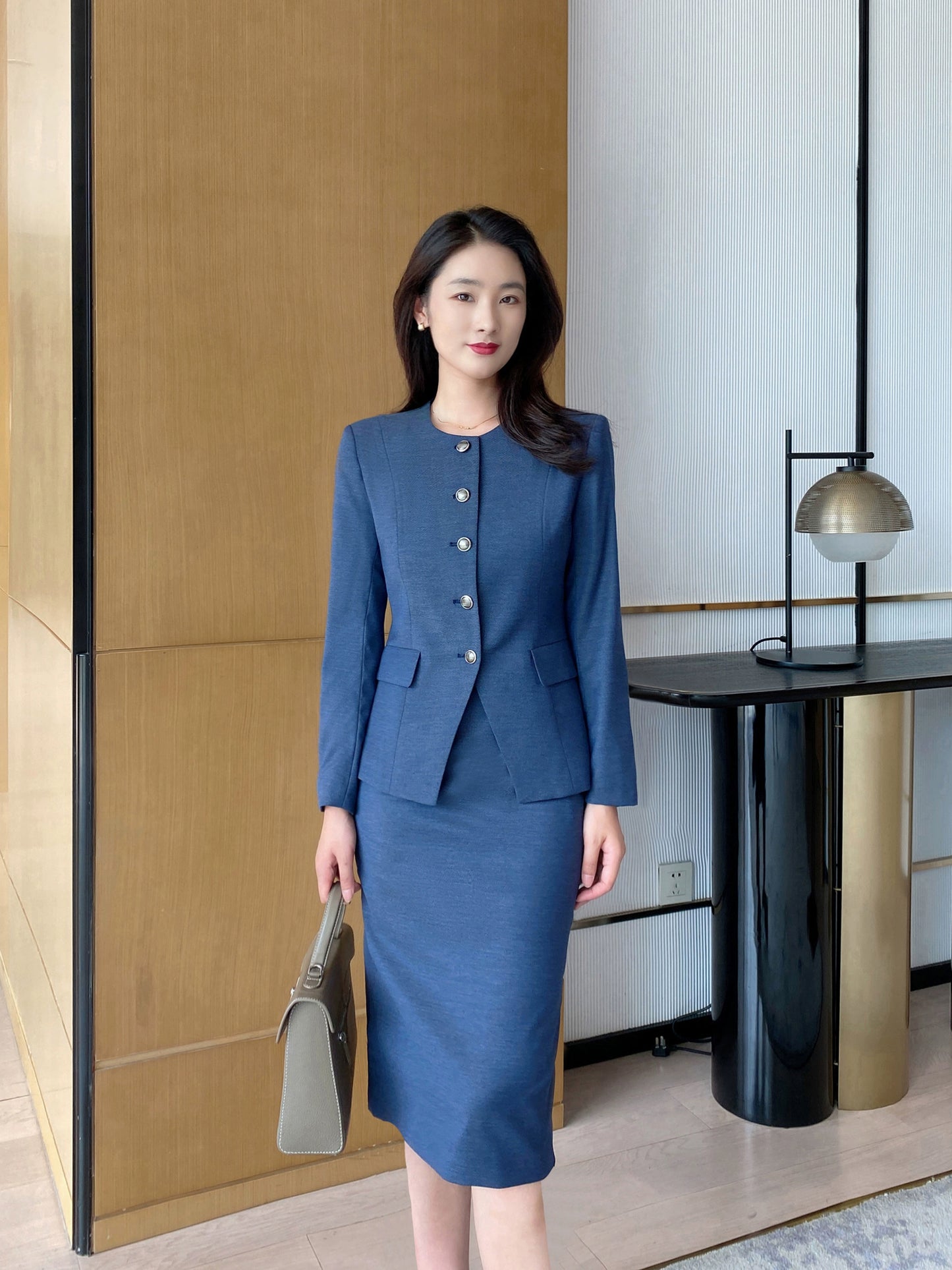 Autumn Fitted Classic Suit Jacket Brace Pleated Skirt Set Chanel Style