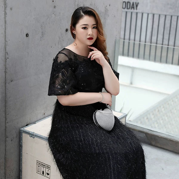 Elegant Black Long Evening Dress