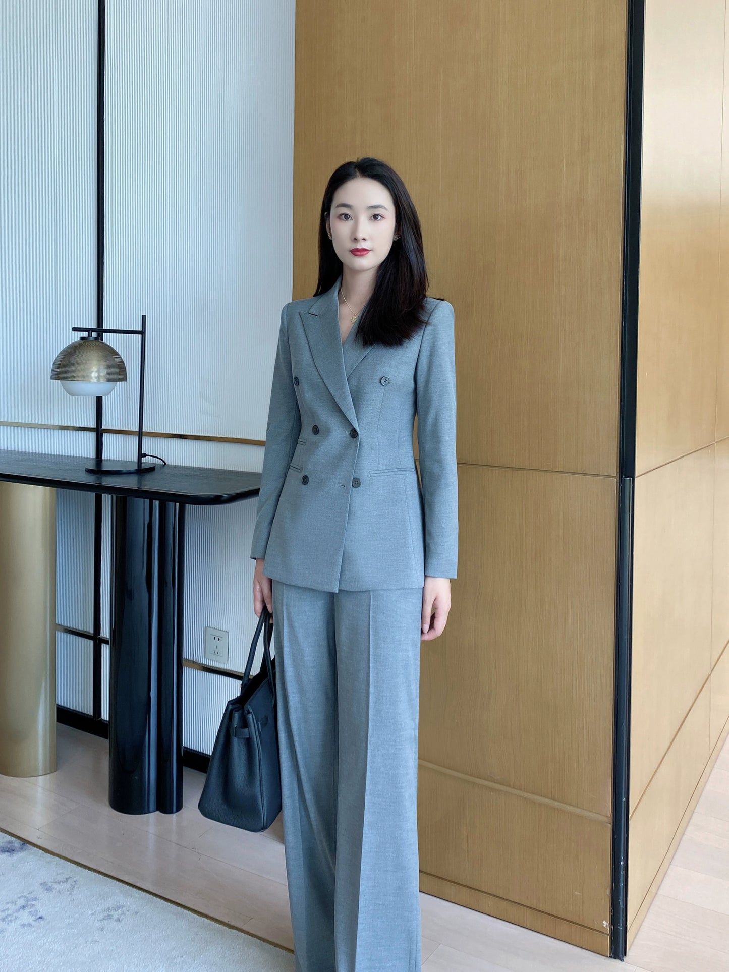 Demi-season Classic Suit Jacket Elite Set Grey