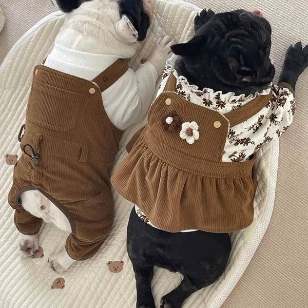 Tide Matching Couple Dog Overalls & Dress – Stylish Outfit