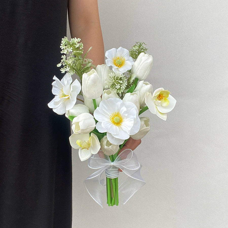 Elegant Phalaenopsis Tulip Hand‑held Silk Bouquet for Weddings & Graduations