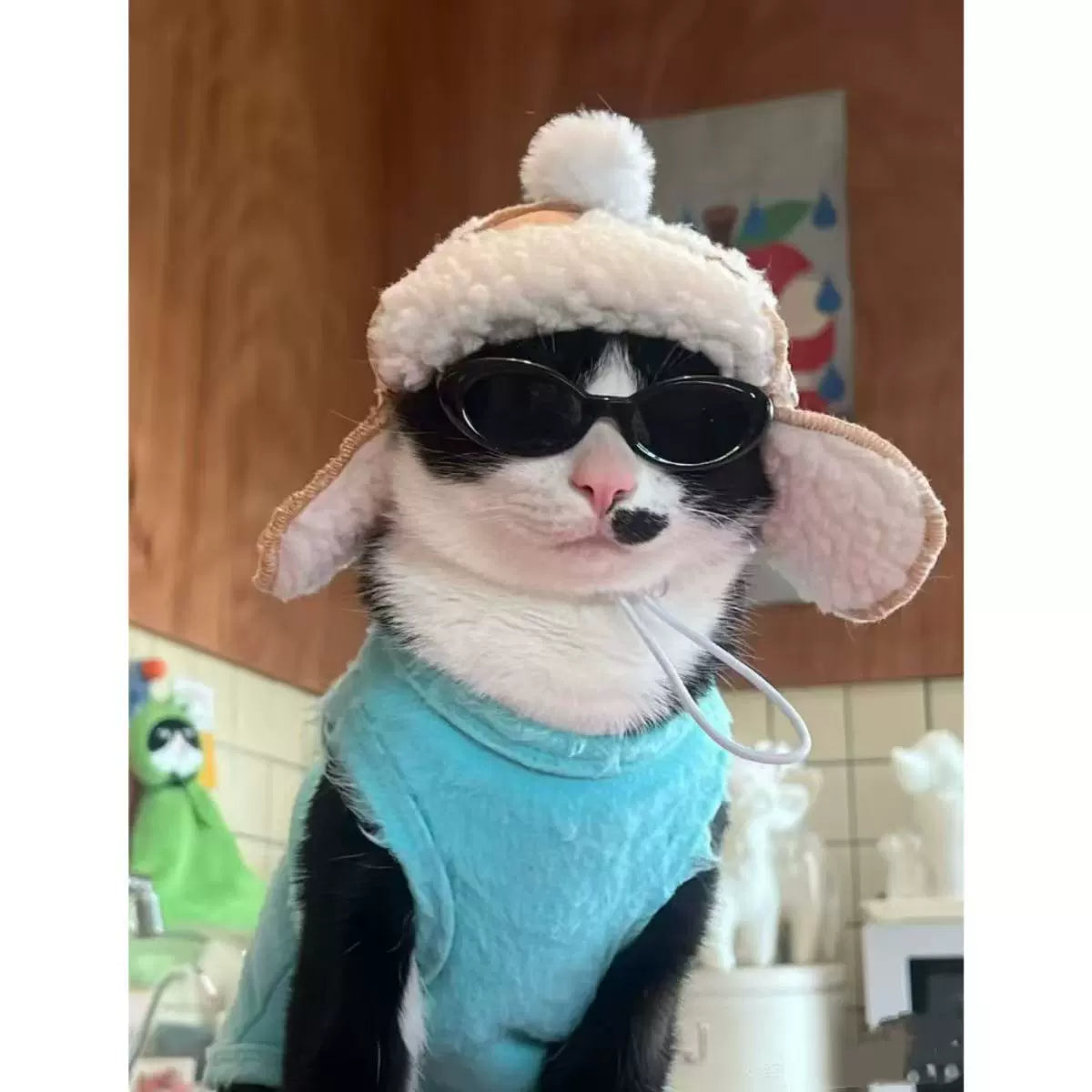 Cozy Velvet Airplane Hat Stylish for Small Dogs