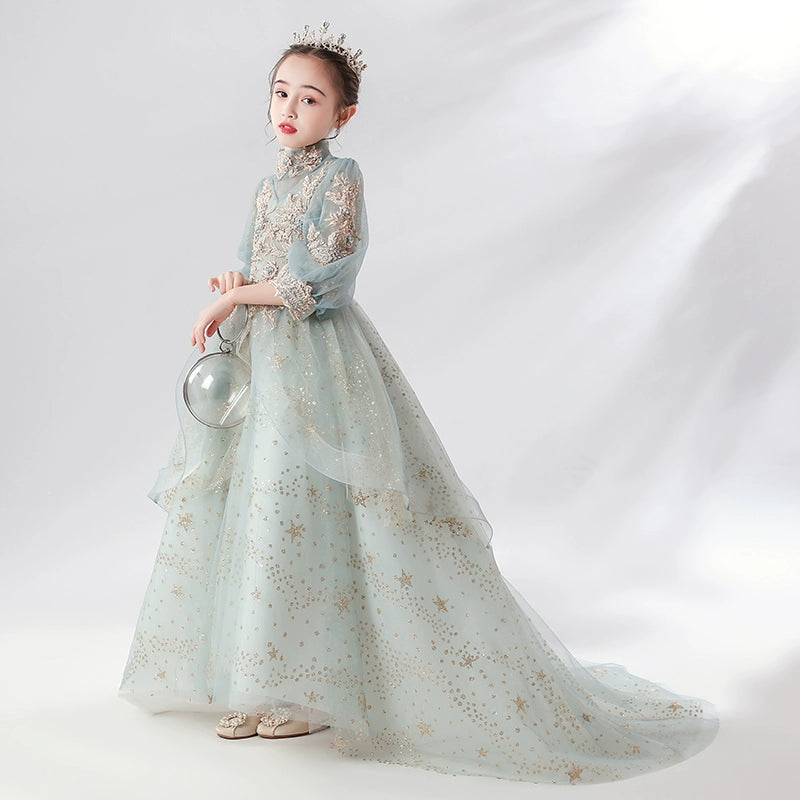 Elegant Extra-Long Flower Girl Dress for Weddings and Performances