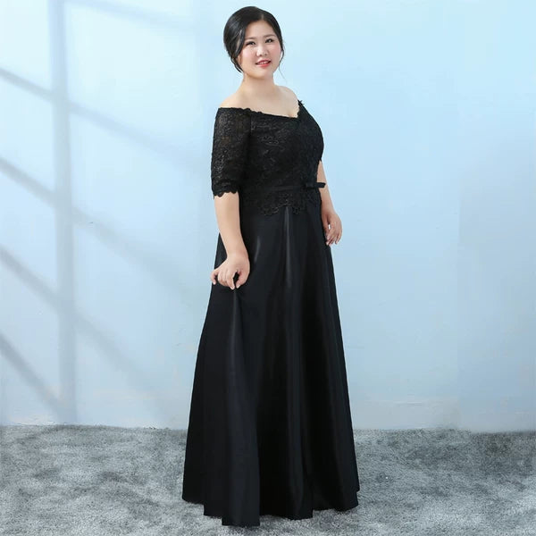 Black Evening Dress Plus Size Open Shoulders