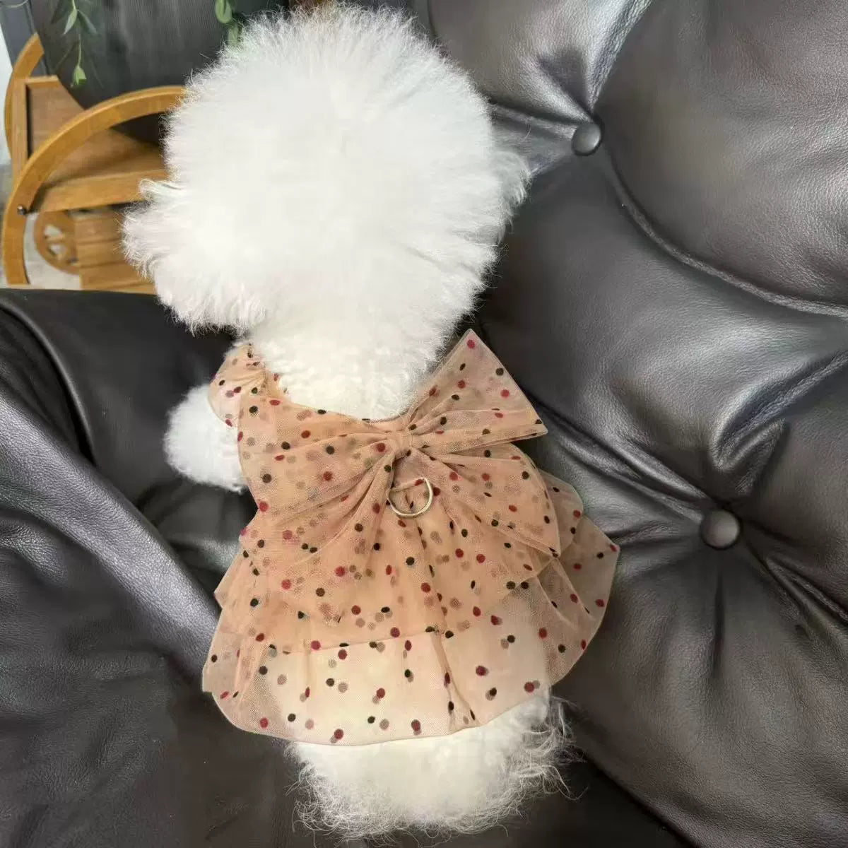 Summer Polka Dot Pleated Gauze Skirt for Small Pets