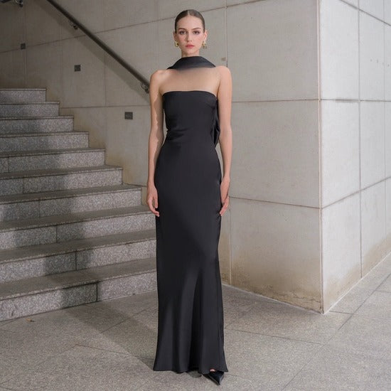 Elite Black Bridesmaid Evening Dress