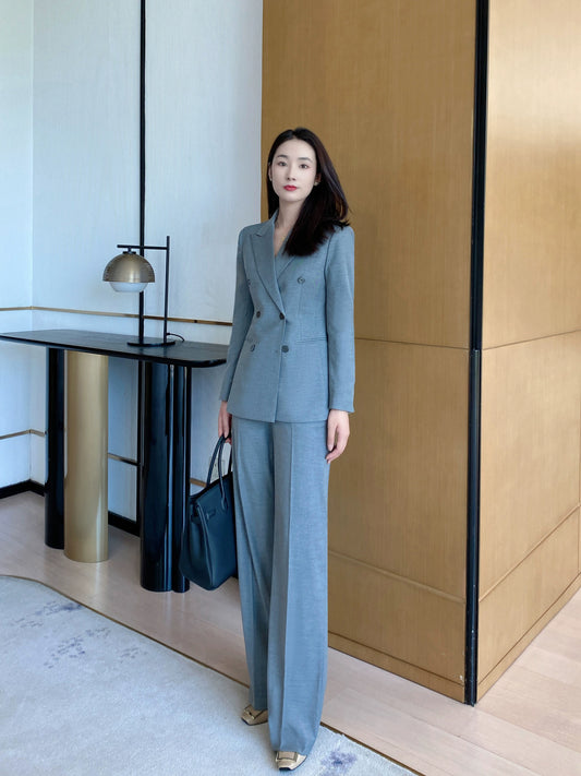 Demi-season Classic Suit Jacket Elite Set Grey