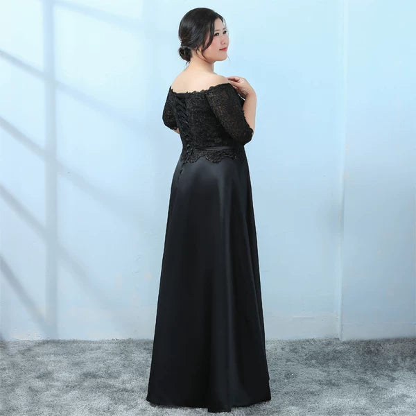 Black Evening Dress Plus Size Open Shoulders