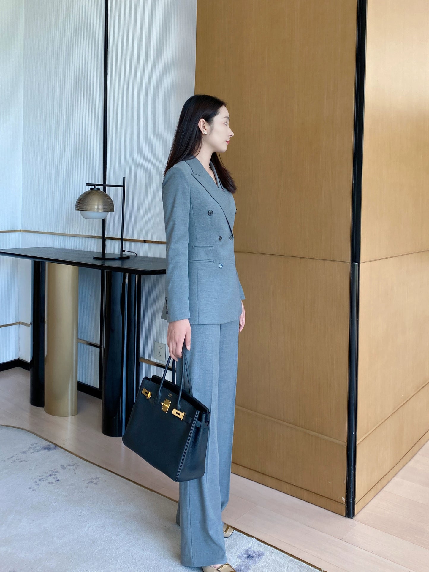 Demi-season Classic Suit Jacket Elite Set Grey