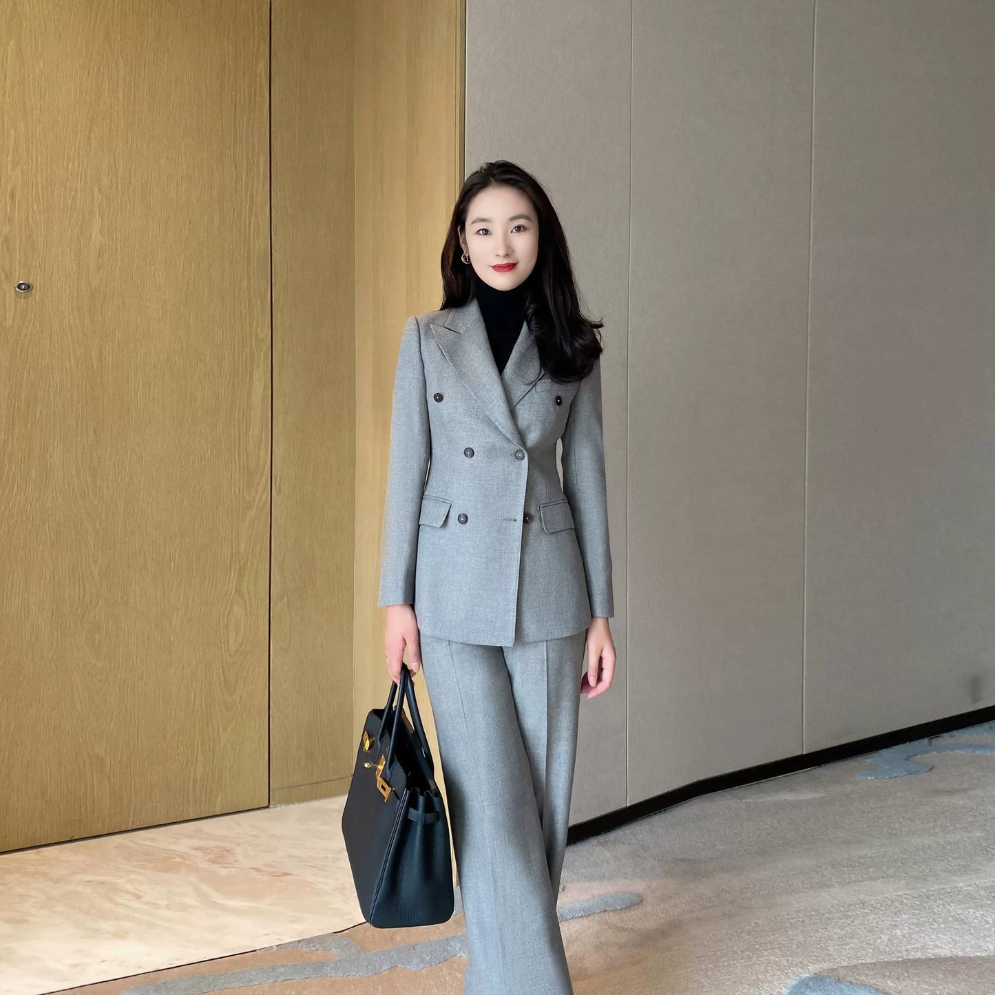 Premium Light Grey Wool Suit Jacket and Trousers