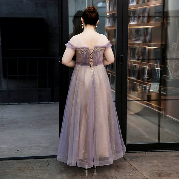 Purple Fitted Evening Dress
