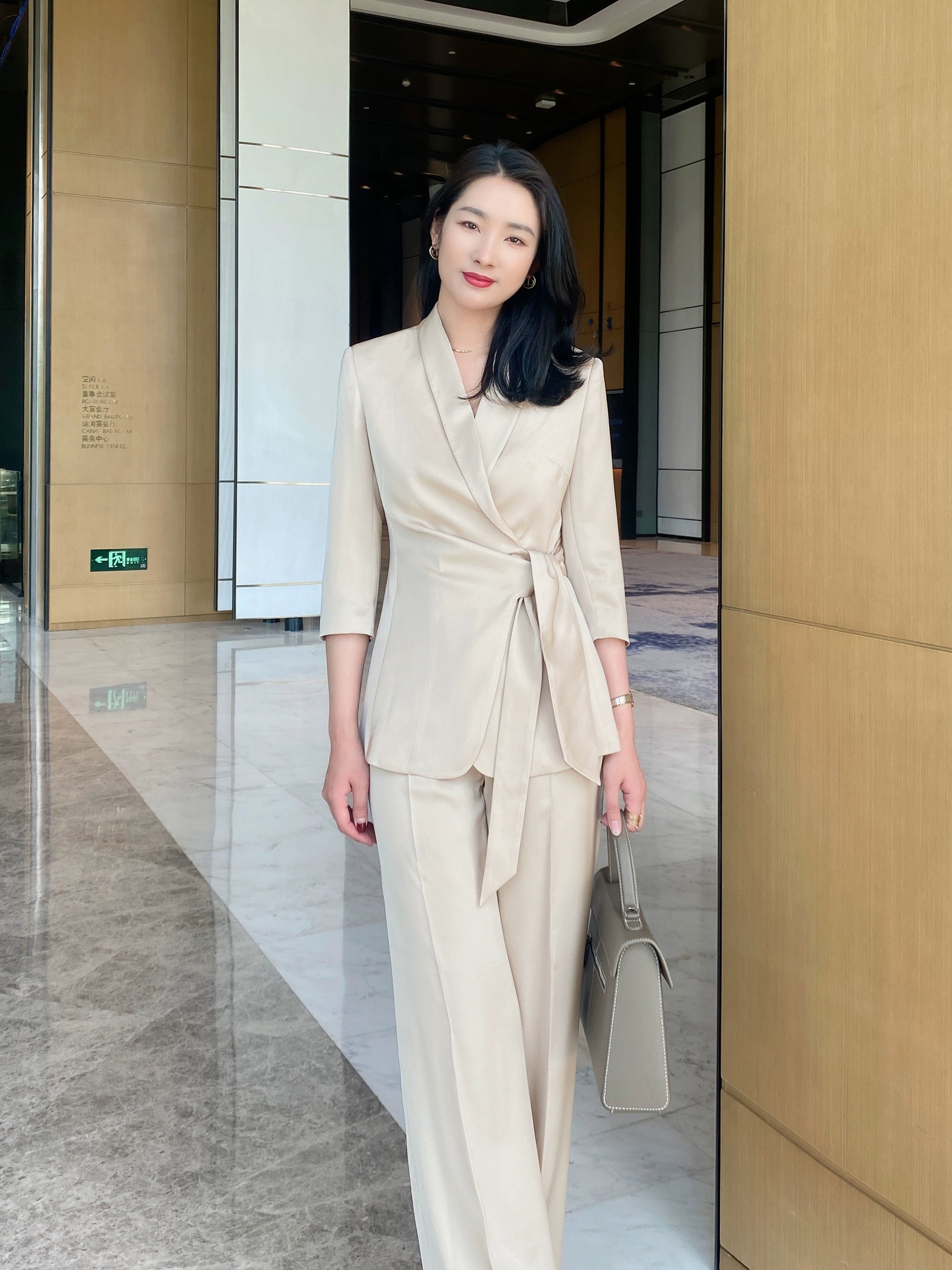 Champagne Color Women's Summer Elite Suit Jacket & Trousers