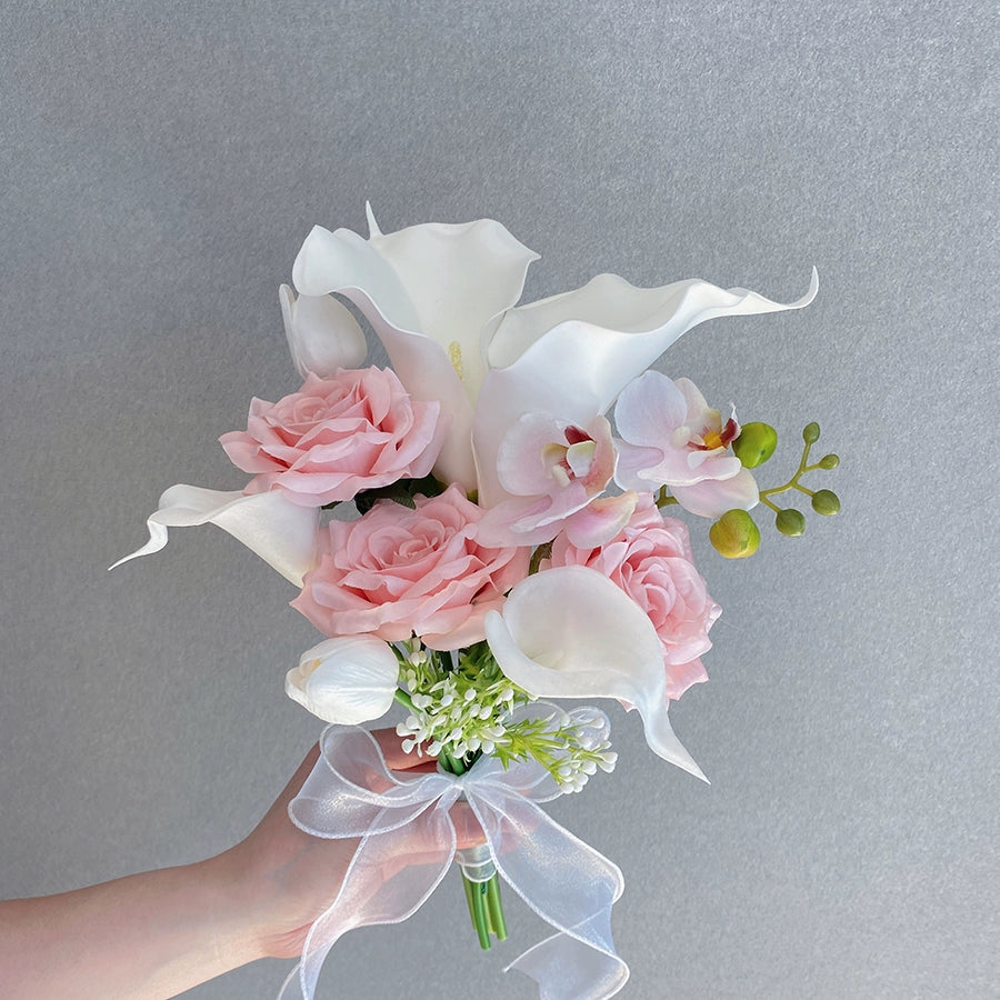Elegant White Phalaenopsis Calla Lily Bouquet for Wedding Photos