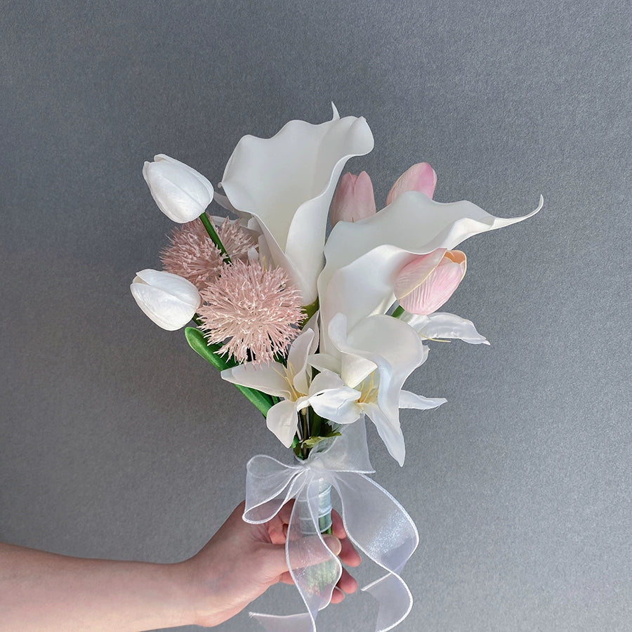 Elegant Phalaenopsis Tulip Hand‑held Silk Bouquet for Weddings & Graduations