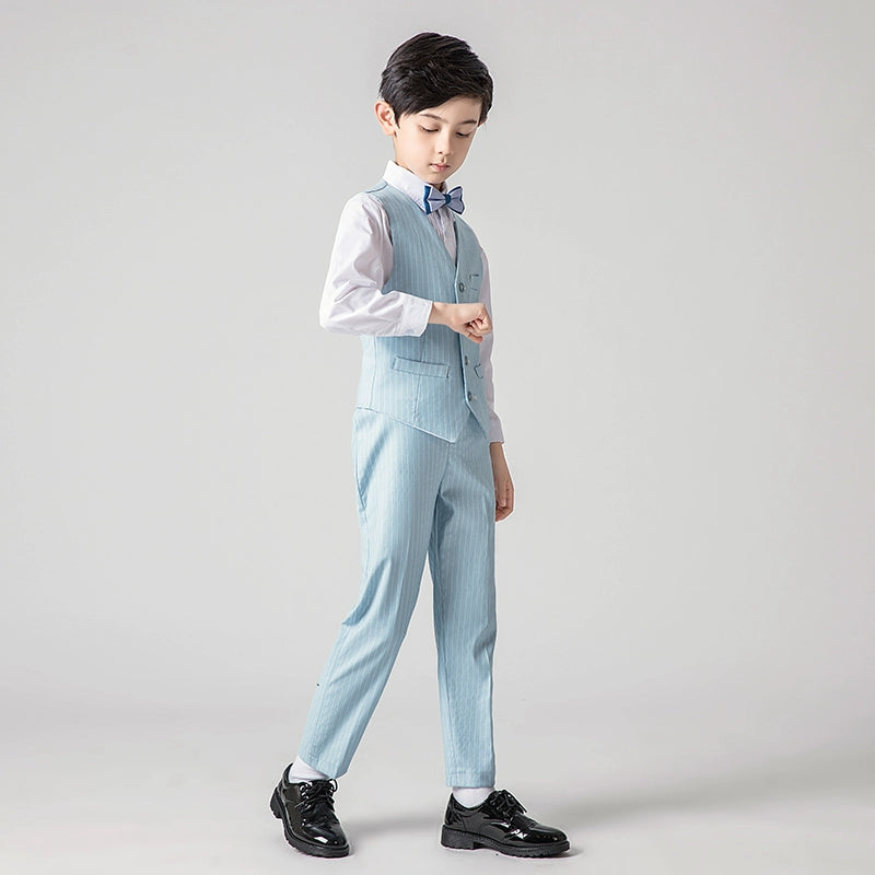 Boys' Elegant Vest Suit Set for Piano Performance & Autumn