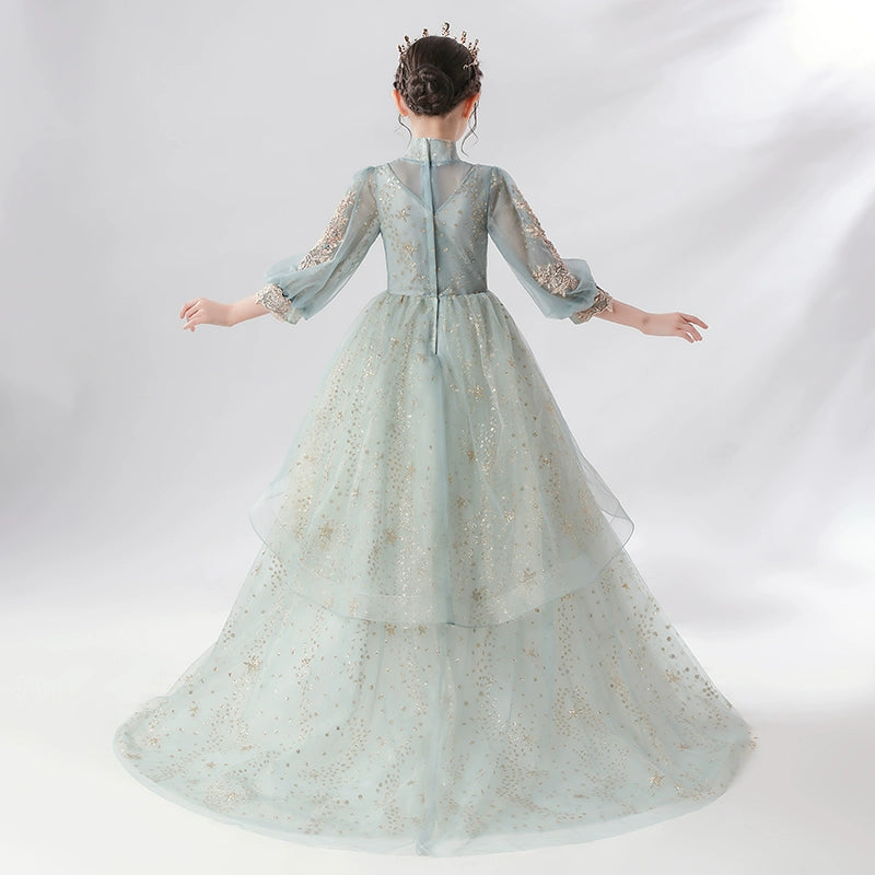 Elegant Extra-Long Flower Girl Dress for Weddings and Performances