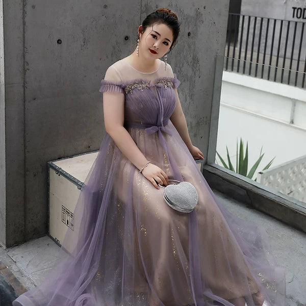 Purple Fitted Evening Dress