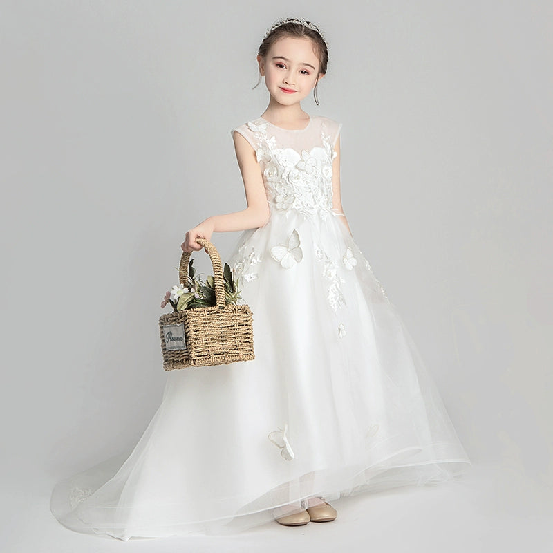 Elegant Girl's Evening Dress Piano Performance Costume Flower Girl Gown