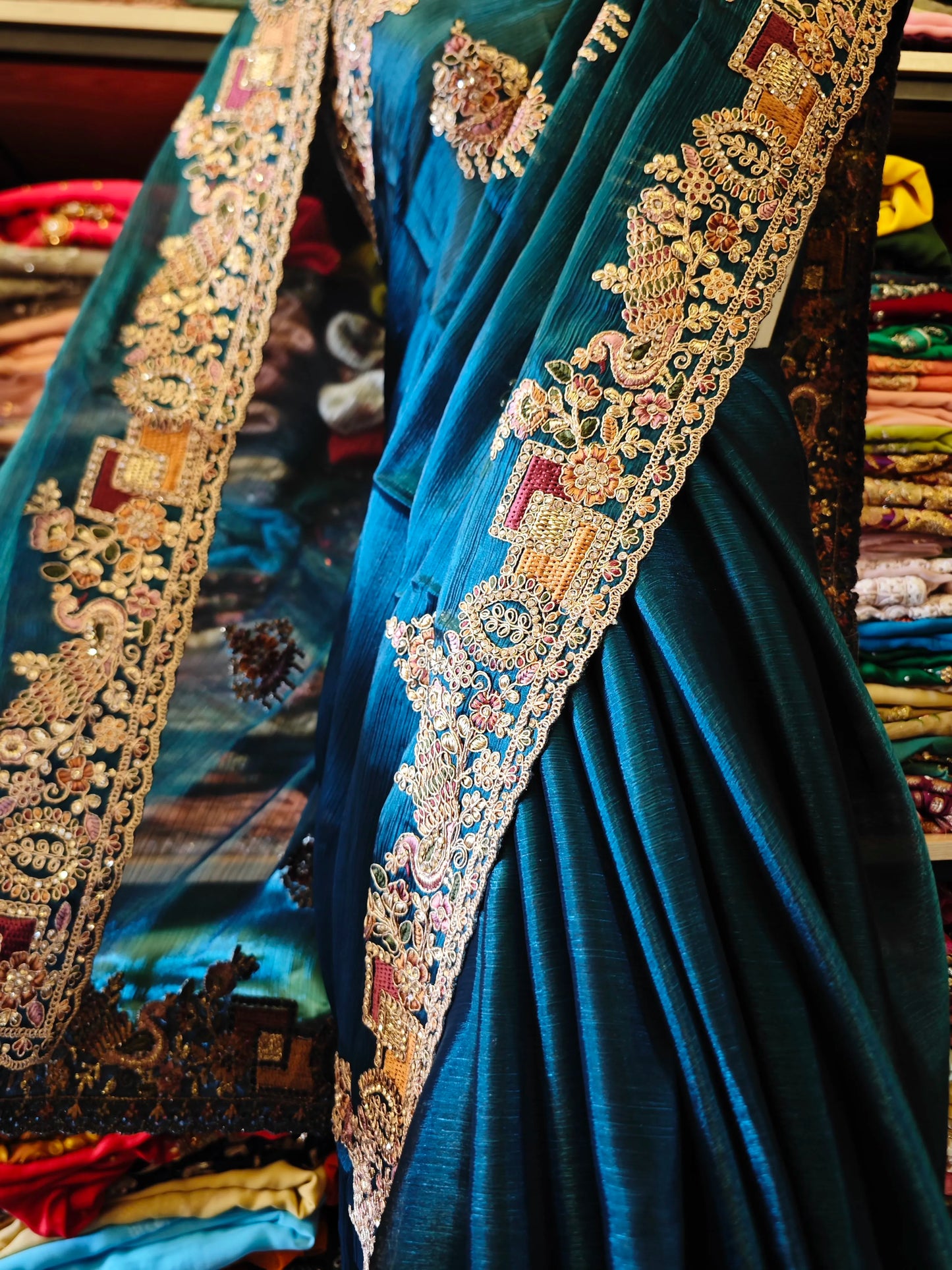 Handmade Nepal Ice Blue Saree