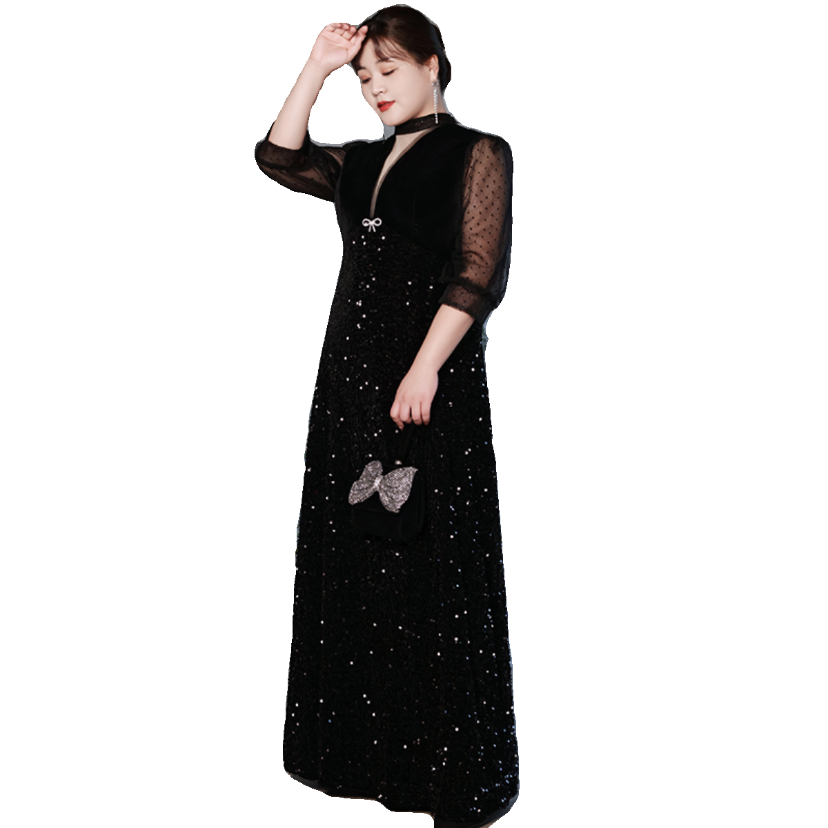 Elegant French Black Evening Dress