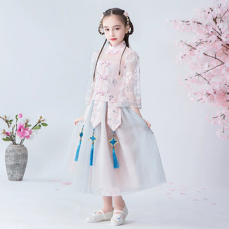 Elegant Summer Hanfu Cheongsam: Perfect for Children's Catwalk & Performances