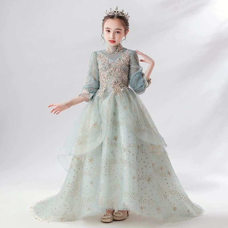 Elegant Extra-Long Flower Girl Dress for Weddings and Performances