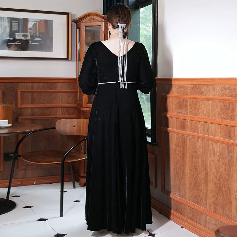 Elegant V-neck Evening Dress