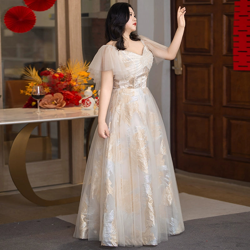 Elegant Plus Size Evening Dress with Beaded Detail