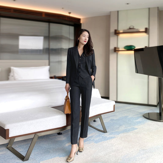 Black Slim Fit 3-Piece Winter Work Classic Suit