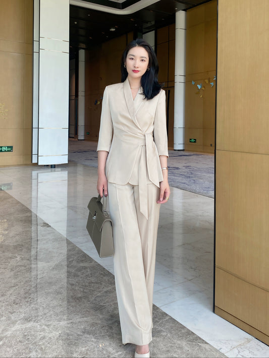Champagne Color Women's Summer Elite Suit Jacket & Trousers