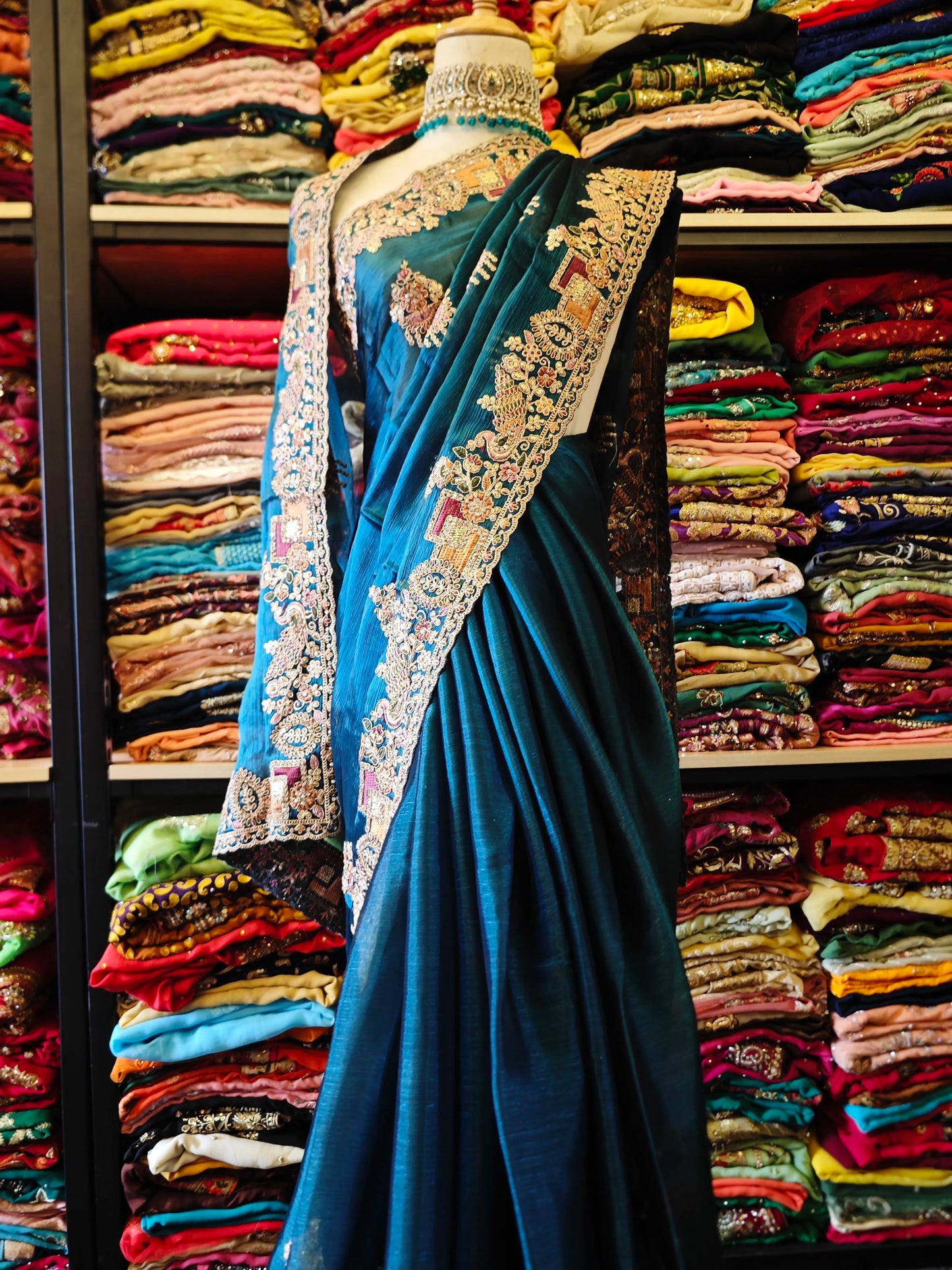 Handmade Nepal Ice Blue Saree