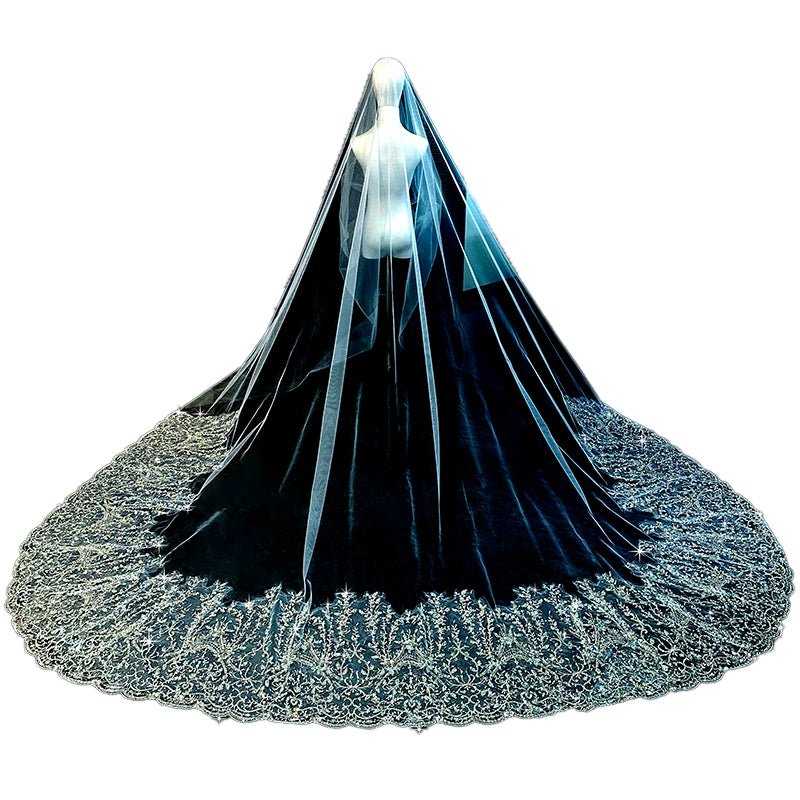 Bridal Wedding Veil Heavy Industry Bead Embroidery