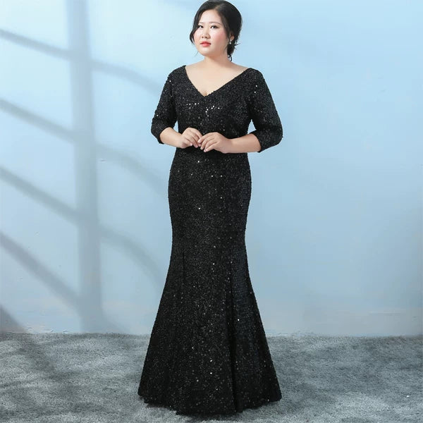 Black Sequin Elegant Evening Dress