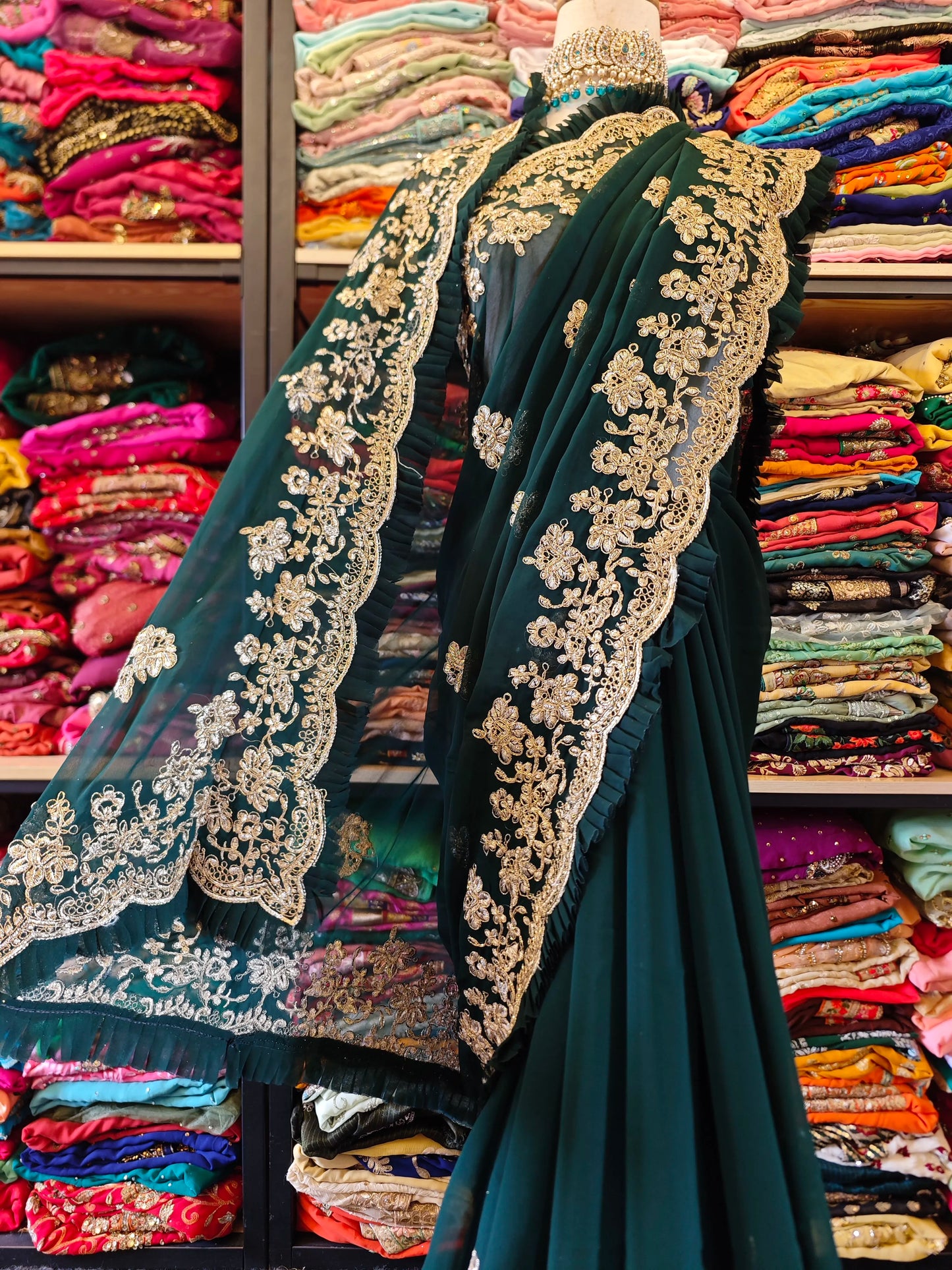 Indian Beaded Embroidered Sari