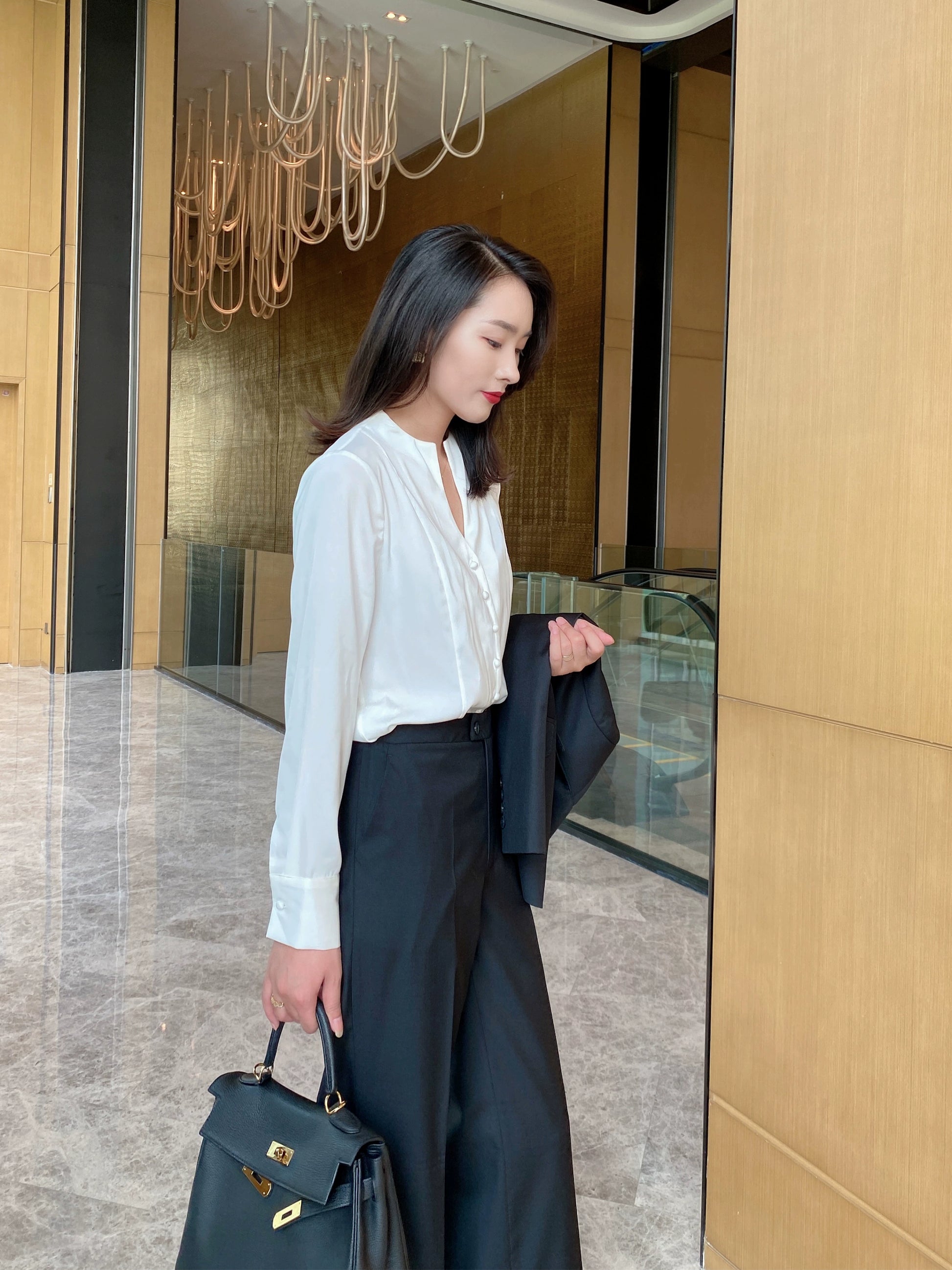 Elegant Autumn Oversized Long Sleeve White Shirt for Women